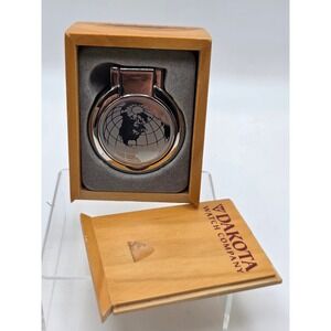 Dakota Watch Company Quartz Travel Desk Clock w/ Wooden Box – Runs Great